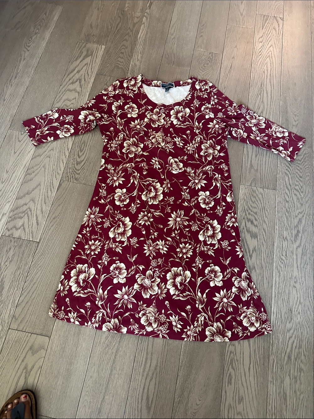 Karen Scott Burgundy Floral A-Line Dress
